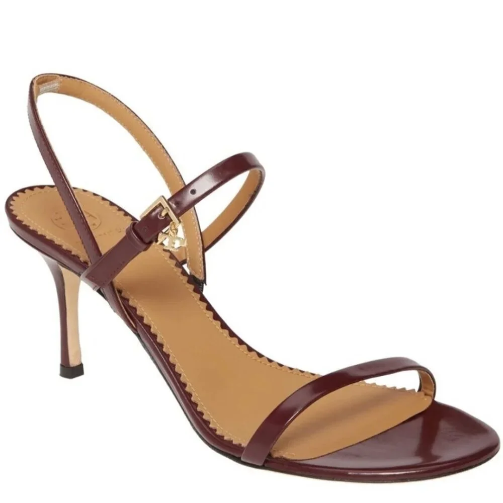 TORY BURCH PENELOPE SLINGBACK SANDALS MALBEC LEATHER STRAPPY Size 7